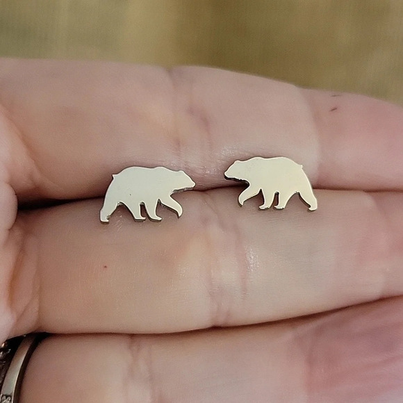 🔥LAST PAIR🔥 POLAR BEAR STUD EARRINGS - Picture 1 of 5